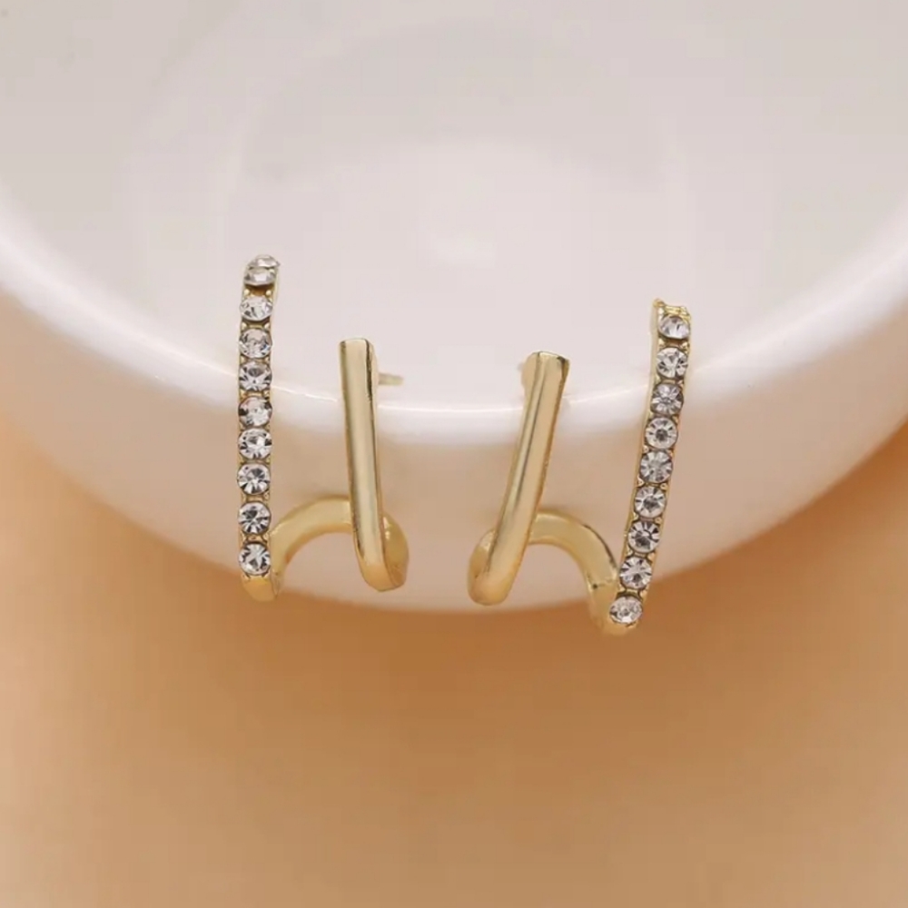 Gold Rhinestone Earrings - Picture 4 of 4